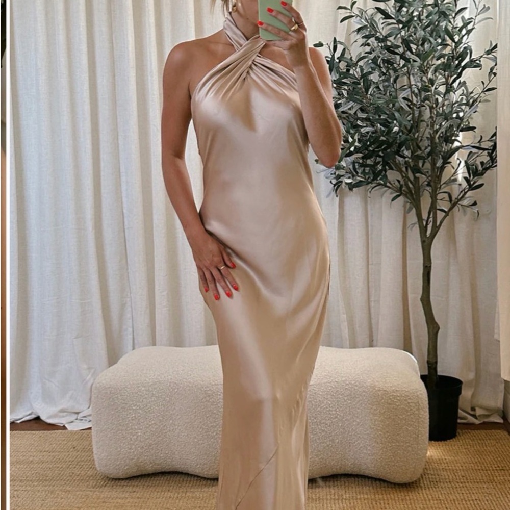 Show Me Your MuMu Cream Backless Dress